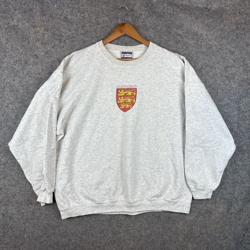 Vintage Oxford University Sweatshirt Mens XXL Gray Graphic Crewneck Hanes